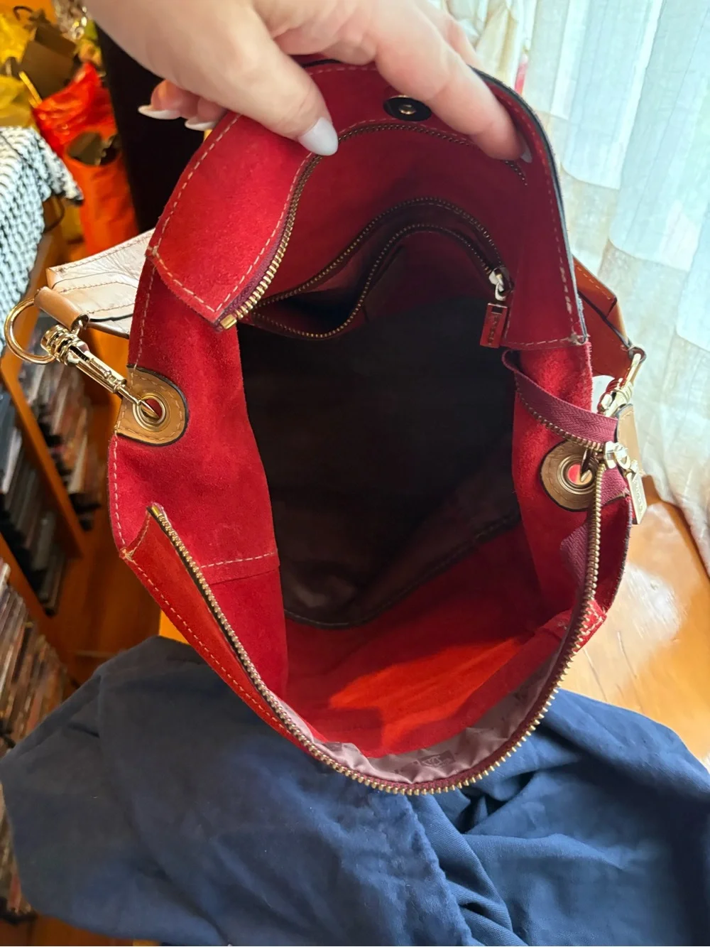 Vintage Prada Red  Woven Suede Shoulder Bag